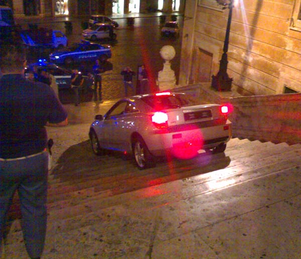 Car Goes Down the Spanish Steps